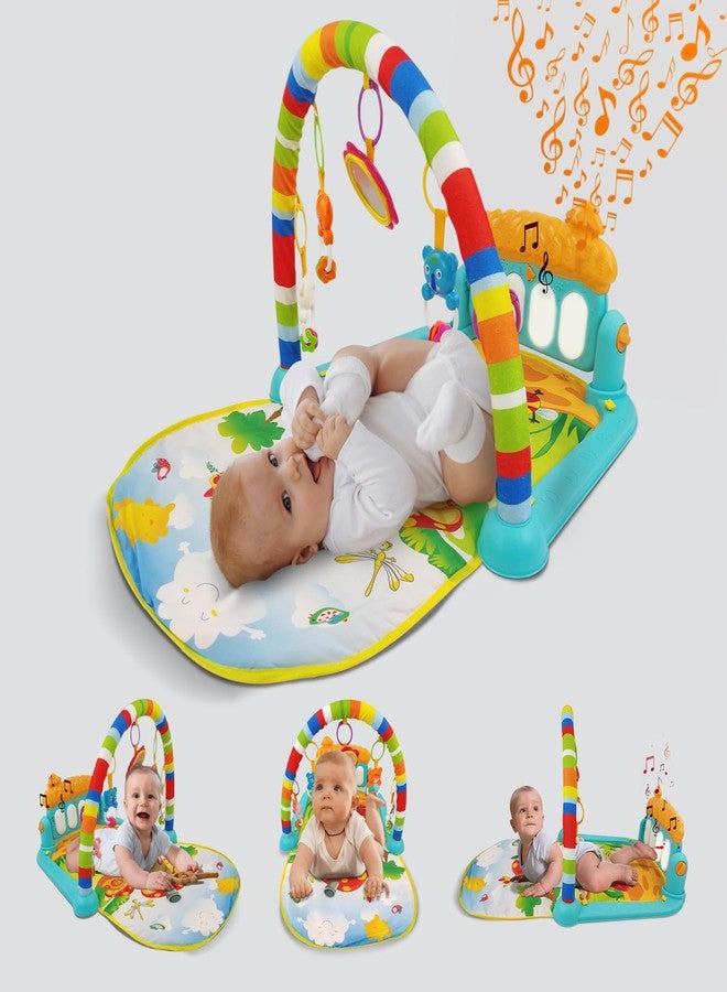 NHR 2 in 1 Baby Kick and Play Piano Gym Mat Rack, Fitness Rack with Hanging Rattles Lights & Musical Keyboard Mat Multi-Function, Crawling Mat Early Educational Toy for 0-18 Months Baby (Multicolor) - Image 1