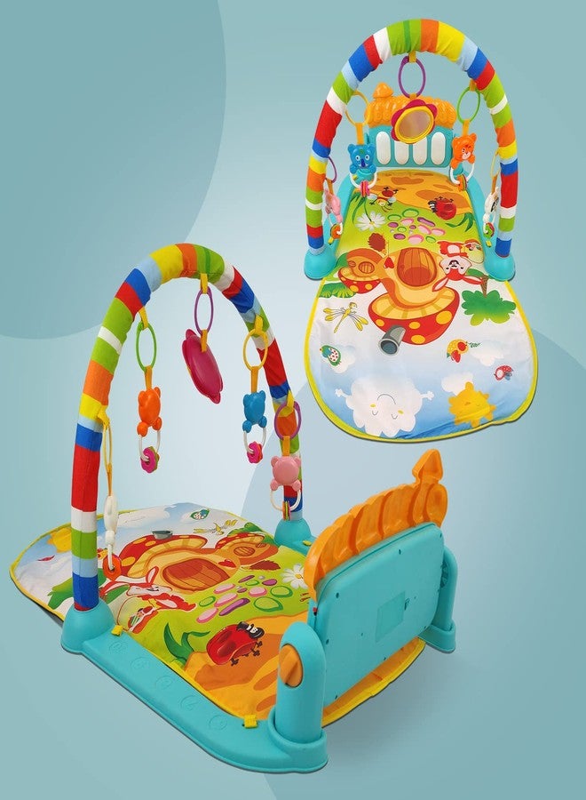 NHR 2 in 1 Baby Kick and Play Piano Gym Mat Rack, Fitness Rack with Hanging Rattles Lights & Musical Keyboard Mat Multi-Function, Crawling Mat Early Educational Toy for 0-18 Months Baby (Multicolor) - Image 5