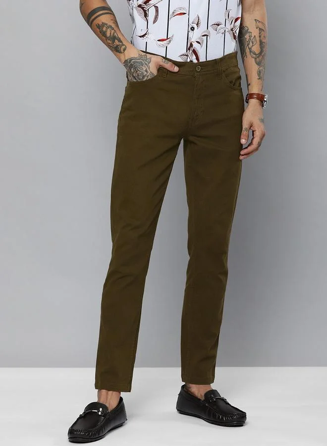 The Indian Garage Co Men Brown Mid Rise Slim Fit Chino Pants