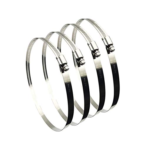 EesTeck 4Pcs 8" Adjustable 304 Stainless Steel Duct Clamps Hose Clamp Pipe Clamp Air Ducting Clamp worm drive hose clamps (194mm-216mm) - Image 1