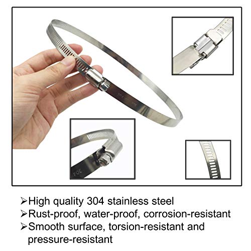 EesTeck 4Pcs 8" Adjustable 304 Stainless Steel Duct Clamps Hose Clamp Pipe Clamp Air Ducting Clamp worm drive hose clamps (194mm-216mm) - Image 2