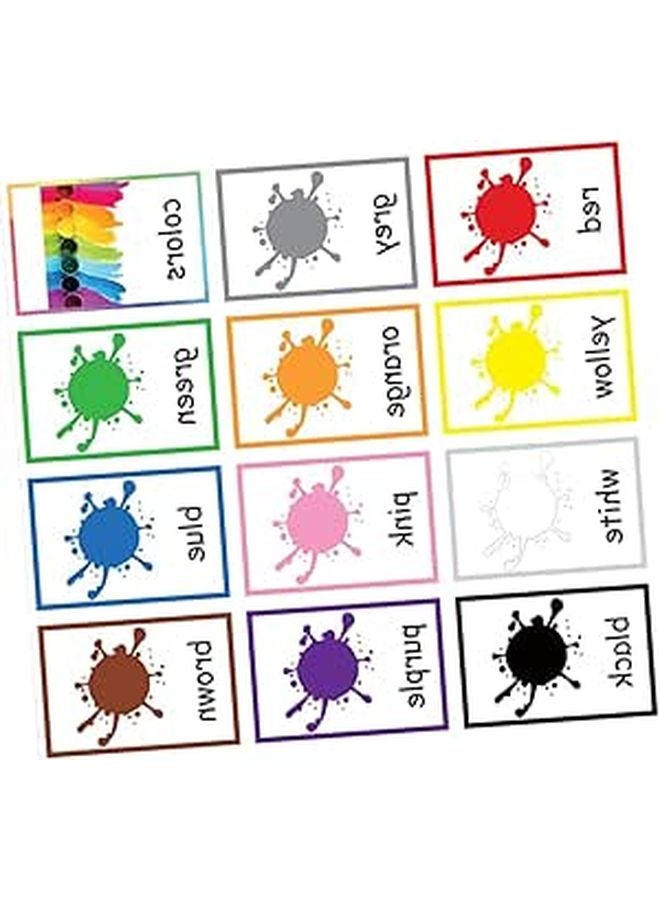 Colorful English Flash Cards 12 Sheets Preschool Learning Game for Cognitive Development - Image 1