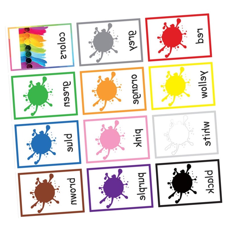Colorful English Flash Cards 12 Sheets Preschool Learning Game for Cognitive Development - Image 2