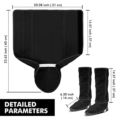 LeaSeek Leather Welding Spats - Heat and Abrasion Resistant Welding Boot Covers Protection - Shoes Protectors - Welding Gaiters, 1 Pair (Black - Extra Long) - Image 5