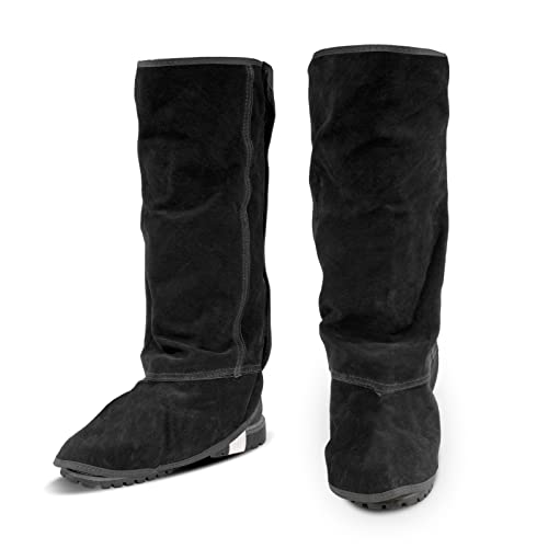 LeaSeek Leather Welding Spats - Heat and Abrasion Resistant Welding Boot Covers Protection - Shoes Protectors - Welding Gaiters, 1 Pair (Black - Extra Long) - Image 1