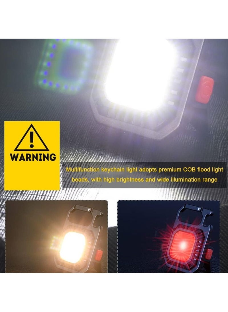 Mini COB Flashlight Portable Camping Light Rechargeable Keychain Light Emergency Light with 7 Light Modes Folding Bracket Bottle Opener Magnet Base - Image 4