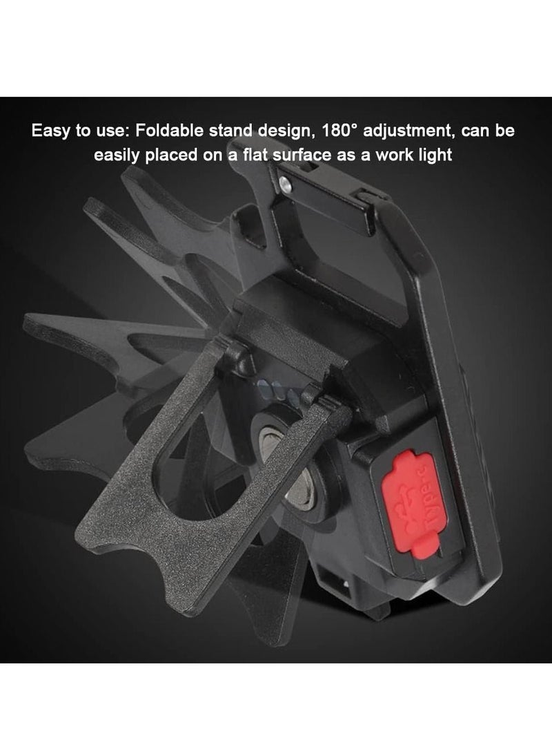 Mini COB Flashlight Portable Camping Light Rechargeable Keychain Light Emergency Light with 7 Light Modes Folding Bracket Bottle Opener Magnet Base - Image 5