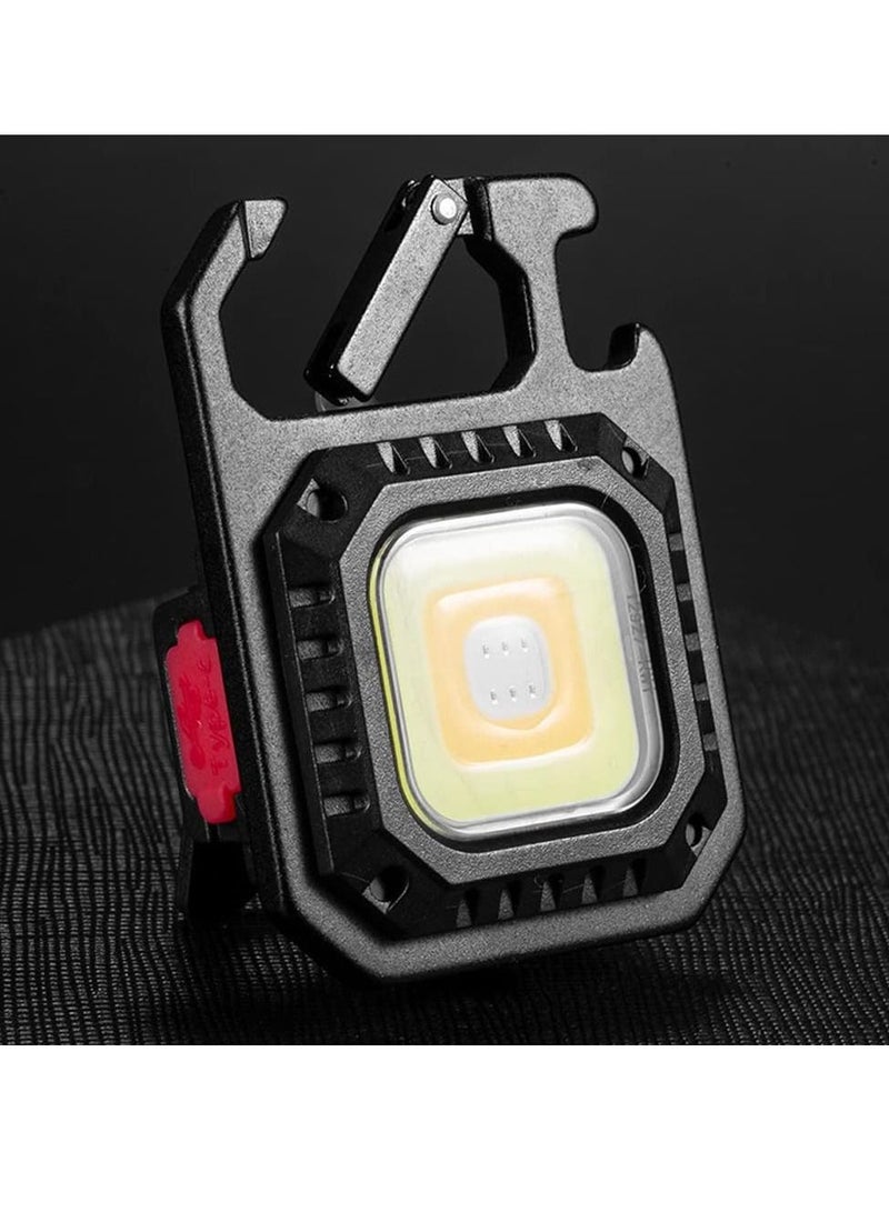 Mini COB Flashlight Portable Camping Light Rechargeable Keychain Light Emergency Light with 7 Light Modes Folding Bracket Bottle Opener Magnet Base - Image 3