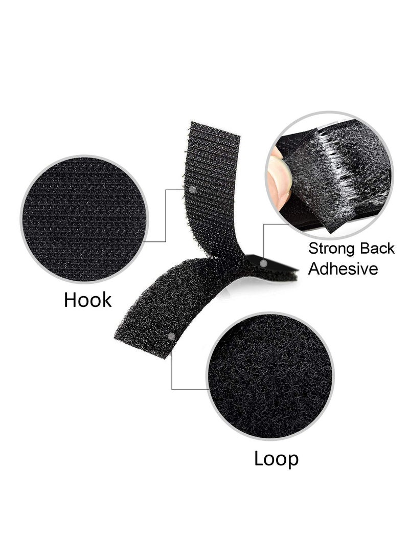 Generic Melsan 1x4 inch Hook and Loop Strips with Adhesive - 15 Sets, Strong Back Adhesive Fasten Mounting Tape for Home or Office Use - Instead of Holes and Screws, Black  - Image 2