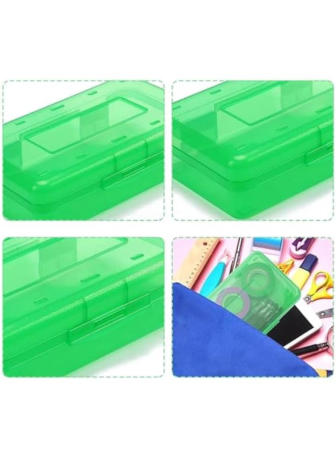 Large Green Plastic Pencil Box with Snap-tight Lid for Office Supplies - Image 4