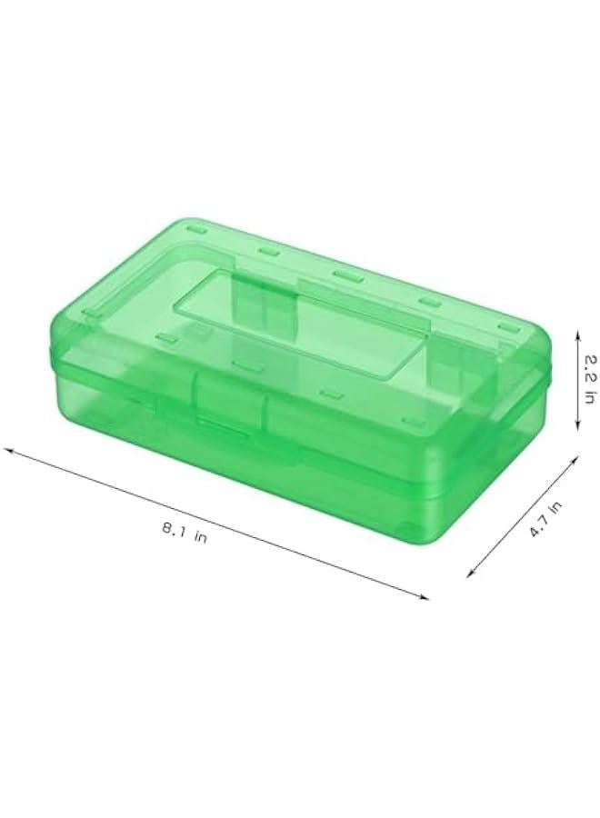 Large Green Plastic Pencil Box with Snap-tight Lid for Office Supplies - Image 2