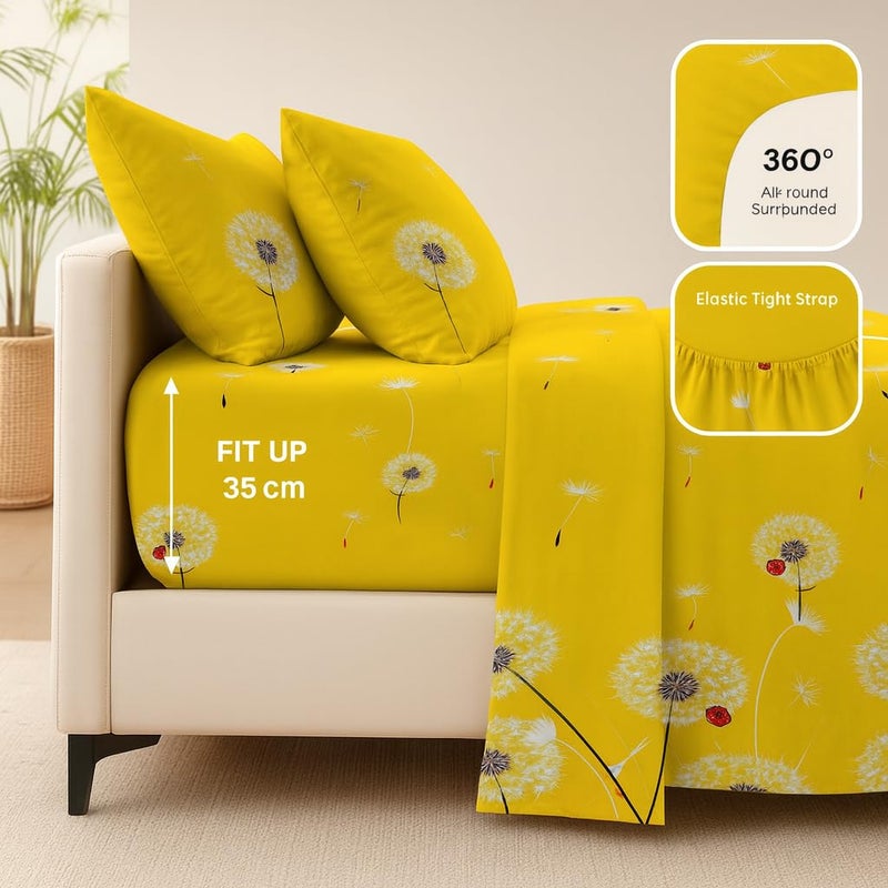 Amali  6 piece Polycotton Bed Sheet Queen Size (160x200+35) cm 1 Fitted Sheet, 1 Duvet Cover and 2 Standard & 2 Oxford Pillowcases Soft Breathable & Durable Fabric for Home Use - Image 2