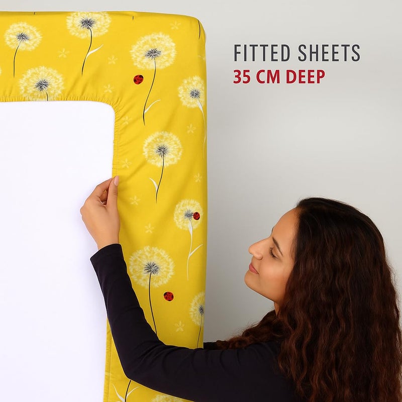 Amali  6 piece Polycotton Bed Sheet Queen Size (160x200+35) cm 1 Fitted Sheet, 1 Duvet Cover and 2 Standard & 2 Oxford Pillowcases Soft Breathable & Durable Fabric for Home Use - Image 4