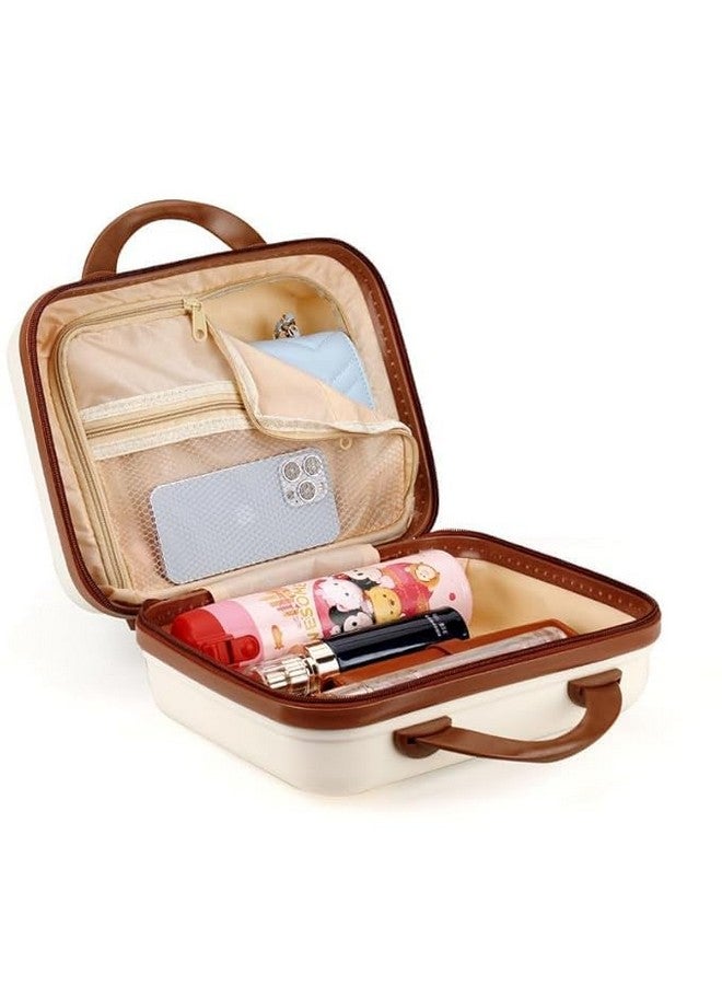 SHREVI Water Proof Cosmetic Makeup Travel Case,Elastic Band Soft Handle with Zipper Cosmetic Bag Hand Luggage Cosmetic case Mini ABS Carrying Suitcase with Clip-on Function Women Girl Travel BagToiletry - Image 2