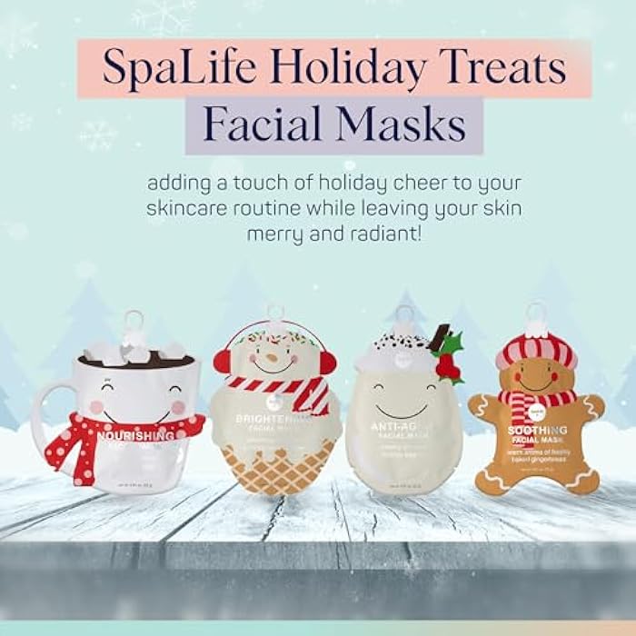 SpaLife Beauty Holiday Treats Christmas Face Mask Bundle | Korean Facial Mask | Hydrating, Soothing and Moisturizing Sheet Mask Set | Stocking Stuffers for Women | Bulk Christmas Gifts | 12 Pack - Image 5