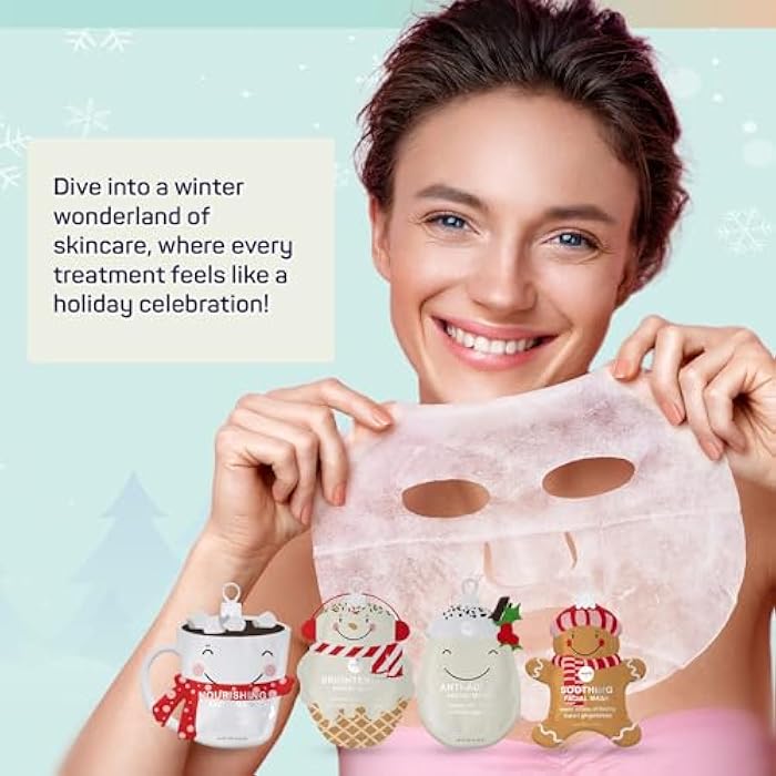 SpaLife Beauty Holiday Treats Christmas Face Mask Bundle | Korean Facial Mask | Hydrating, Soothing and Moisturizing Sheet Mask Set | Stocking Stuffers for Women | Bulk Christmas Gifts | 12 Pack - Image 2