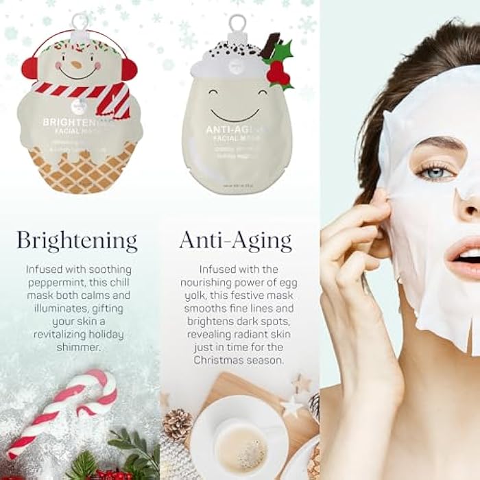 SpaLife Beauty Holiday Treats Christmas Face Mask Bundle | Korean Facial Mask | Hydrating, Soothing and Moisturizing Sheet Mask Set | Stocking Stuffers for Women | Bulk Christmas Gifts | 12 Pack - Image 3