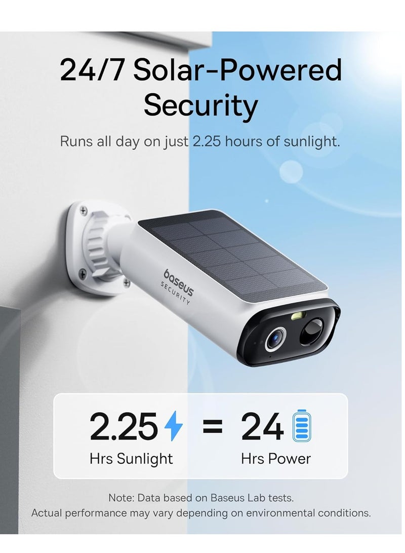 Baseus Wireless Outdoor Solar Security Surveillance Camera – 2K QHD SoloCam, IP66/IP67 Waterproof, Color Night Vision, AI Human Detection, Motion Detection, Two-Way Audio, Continuous Power, No Monthly Fee, Local Storage, Wi-Fi App Control, Alexa & Google Home Compatible - Image 2