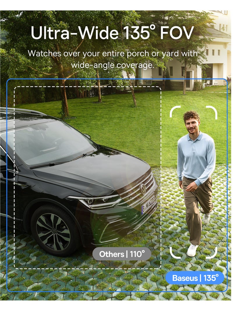 Baseus Wireless Outdoor Solar Security Surveillance Camera – 2K QHD SoloCam, IP66/IP67 Waterproof, Color Night Vision, AI Human Detection, Motion Detection, Two-Way Audio, Continuous Power, No Monthly Fee, Local Storage, Wi-Fi App Control, Alexa & Google Home Compatible - Image 5