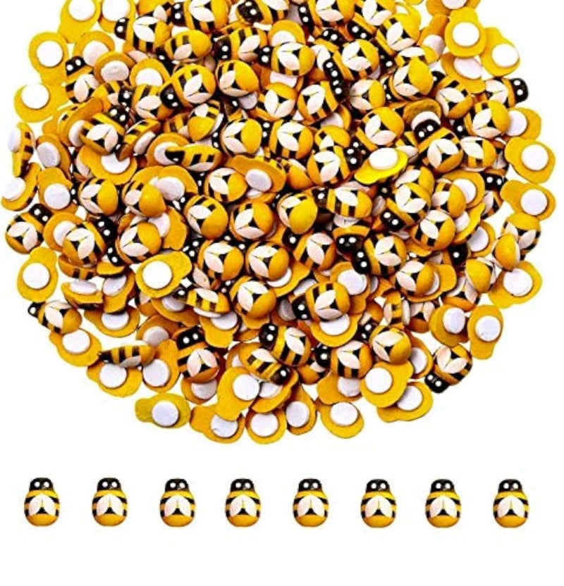 Aeyistry 100PCS Wooden Bee,Flatback Self-Adhesive Wood Bumble Bees for Scrapbooking Decoration and Craft DIY