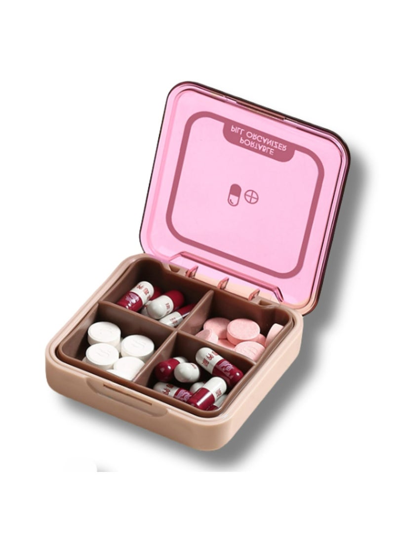CMGTYYD Portable Pill Organizer,Small Pill Box,Travel Pill Case,Pill Container for Pocket, 4 Compartments, Daily Compact Travel Medicine Holder for Vitamins Medication  - Image 1