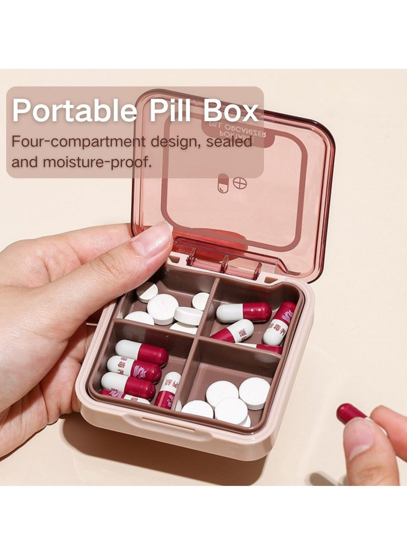 CMGTYYD Portable Pill Organizer,Small Pill Box,Travel Pill Case,Pill Container for Pocket, 4 Compartments, Daily Compact Travel Medicine Holder for Vitamins Medication  - Image 2