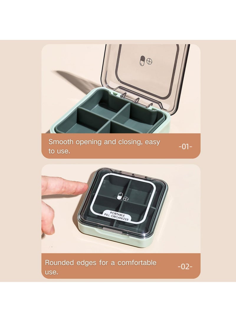 CMGTYYD Portable Pill Organizer,Small Pill Box,Travel Pill Case,Pill Container for Pocket, 4 Compartments, Daily Compact Travel Medicine Holder for Vitamins Medication  - Image 4