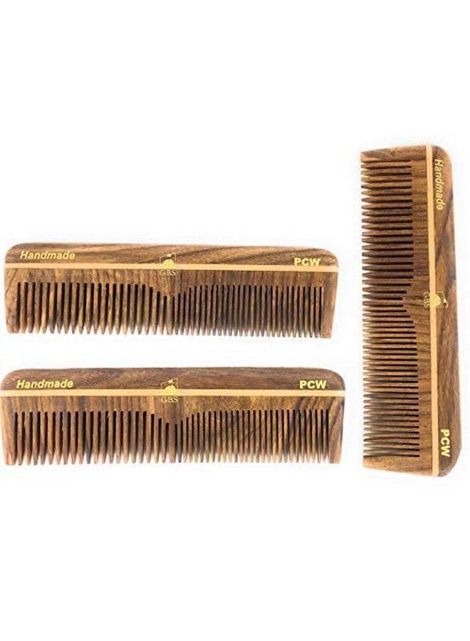 G.B.S Professional Grooming Comb 5" Wood Coarse;Fine Pocket Comb 3 pack Effortless Glide Fine Wide Tooth Light Weight Portable Design Pain Free Daily Hair Care Bag Packing Travel Durable  - Image 1