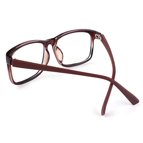 GQUEEN Fake Clear Glasses Non Prescription Glasses Eyeglasses Rectangular Frame Brown, 201512 - Image 4