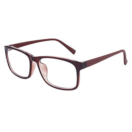 GQUEEN Fake Clear Glasses Non Prescription Glasses Eyeglasses Rectangular Frame Brown, 201512 - Image 1