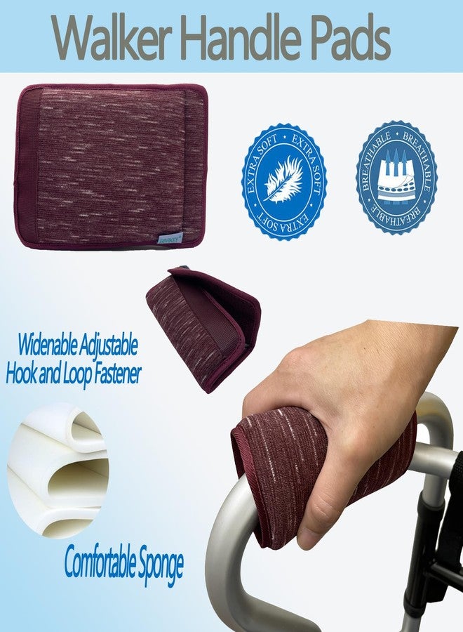 BIVIKEY Walker Handle Cushions - Padded Hand Covers - Soft Cushion Padding Medical for Folding Rolling Wheelchair, Rollator Handle, Senior, Elderly Grippers - Crutch Handle Pad Grips - Mobility Aid Red - Image 2