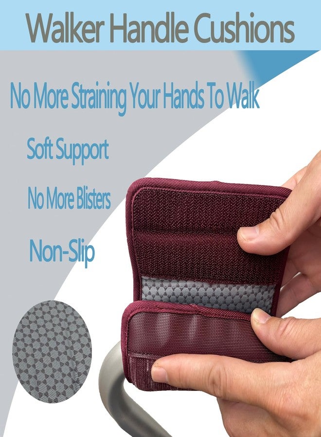 BIVIKEY Walker Handle Cushions - Padded Hand Covers - Soft Cushion Padding Medical for Folding Rolling Wheelchair, Rollator Handle, Senior, Elderly Grippers - Crutch Handle Pad Grips - Mobility Aid Red - Image 3