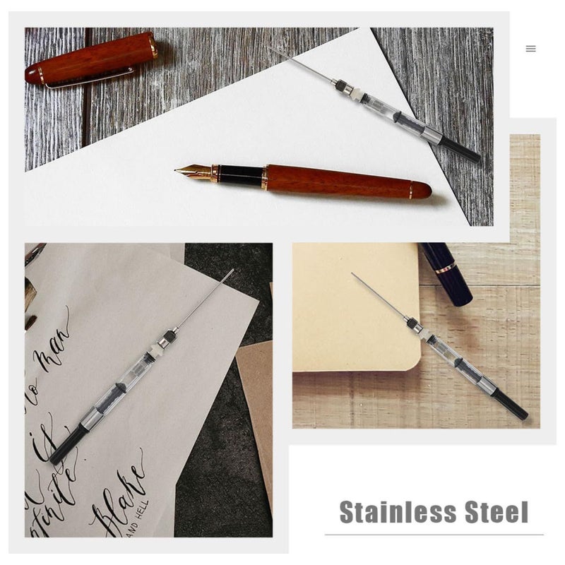 7 Pcs Ink Fill Assistant Set Fountain Pen Refill Tool Silver Black - Image 5
