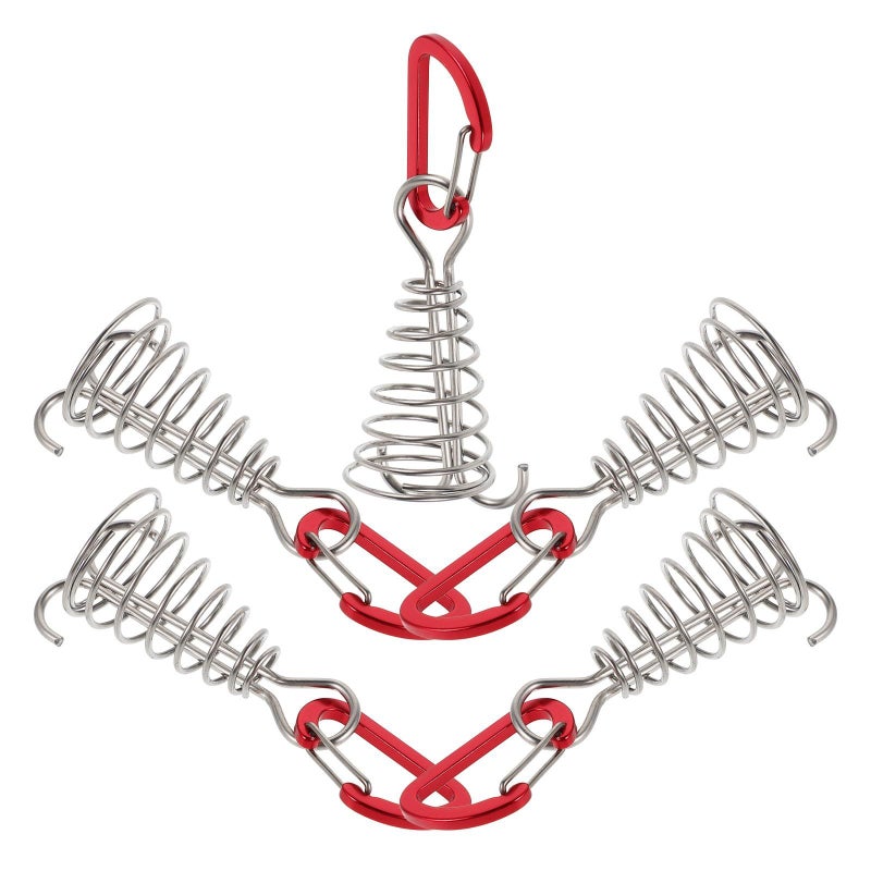 5pcs Stainless Steel Windproof Tent Stakes with Octopus Spring Buckles for Camping and Hiking - Image 2