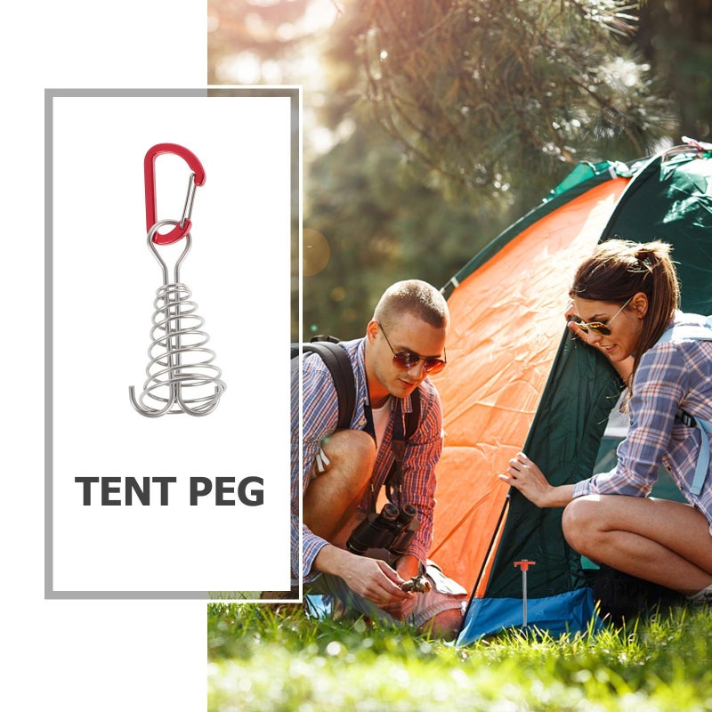 5pcs Stainless Steel Windproof Tent Stakes with Octopus Spring Buckles for Camping and Hiking - Image 4