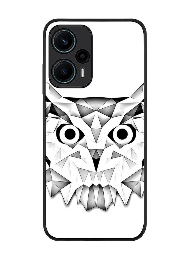 Stylizedd Rugged Black edge case for Xiaomi Poco F5 5G / Xiaomi Redmi Note 12 Turbo 5G Slim fit Soft Case Flexible Rubber Edges Anti Drop TPU Gel Thin Cover - Poly Owl - Image 1