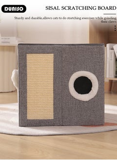 DUNISO Cat House, Foldable Cat Bed for Indoor Cats and Puppies, Durable Large All-Season Pet Play Rest Sleep Cube Cave with Fluffy Hanging Ball, Scratch Pad, and Detachable Storage Box, Cat Hideaway  - Image 4