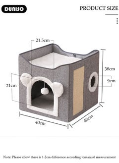 DUNISO Cat House, Foldable Cat Bed for Indoor Cats and Puppies, Durable Large All-Season Pet Play Rest Sleep Cube Cave with Fluffy Hanging Ball, Scratch Pad, and Detachable Storage Box, Cat Hideaway  - Image 2