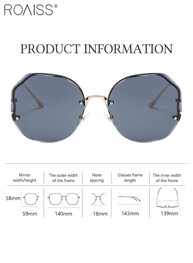 رويس قطعتان من النظارات الشمسية المضلعة للنساء، نظارات شمسية للحماية من الأشعة فوق البنفسجية 400، نظارات عصرية مزخرفة للتصوير الفوتوغرافي في الشوارع والحفلات الخارجية، 59 ملم - Image 3