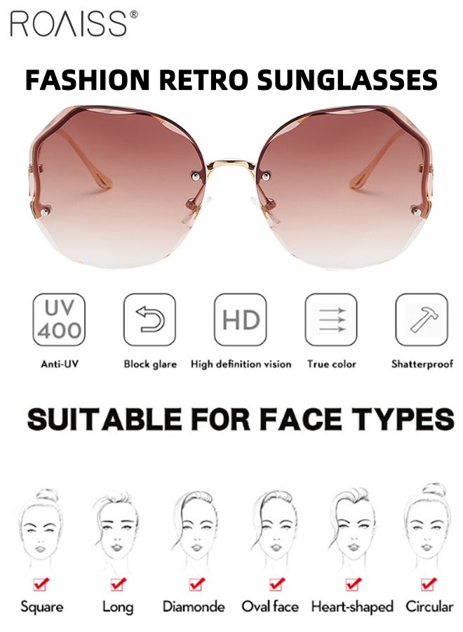 رويس قطعتان من النظارات الشمسية المضلعة للنساء، نظارات شمسية للحماية من الأشعة فوق البنفسجية 400، نظارات عصرية مزخرفة للتصوير الفوتوغرافي في الشوارع والحفلات الخارجية، 59 ملم - Image 4