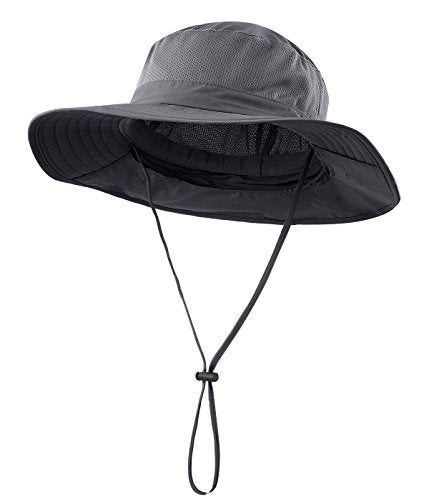 Home Prefer Outdoor UPF50+ Mesh Sun Hat Wide Brim Fishing Hat with Neck Flap (Dark Gray) - Image 2