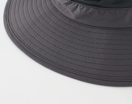 Home Prefer Outdoor UPF50+ Mesh Sun Hat Wide Brim Fishing Hat with Neck Flap (Dark Gray) - Image 5