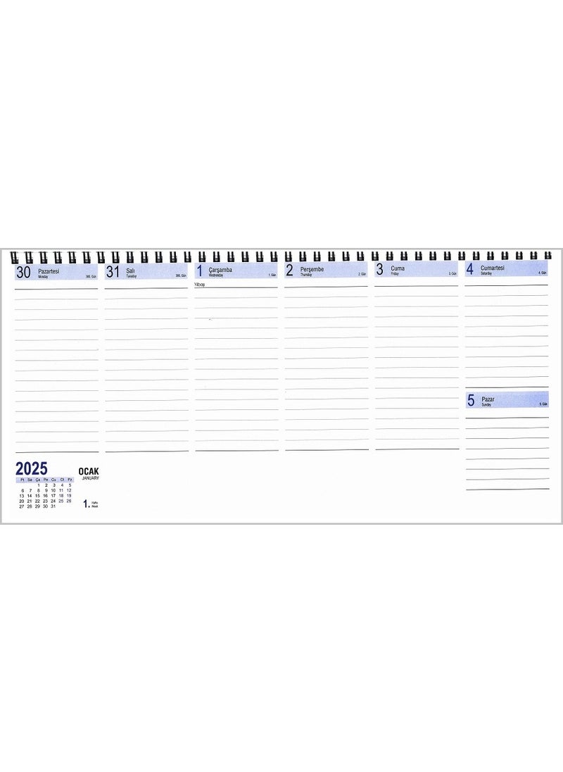 Keskin Color Sharp Color 2025 Spiral Weekly Desk Calendar 16X33 Aj-66 Ataturk  - Image 2