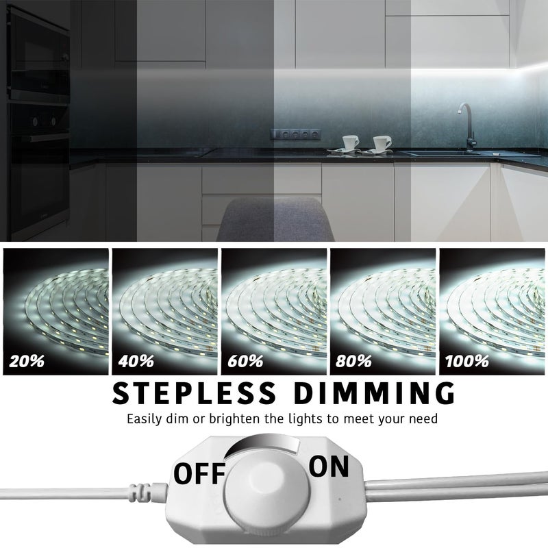dalattin White LED Strip Lights 50ft Dimmable Bright 24V Led Light Strip 6500K Daylight White 900 LEDs Lights for Bedroom, Mirror, Kitchen, Strong Adhesiveï¼ˆ2 Rolls of 25ftï¼‰ - Image 3
