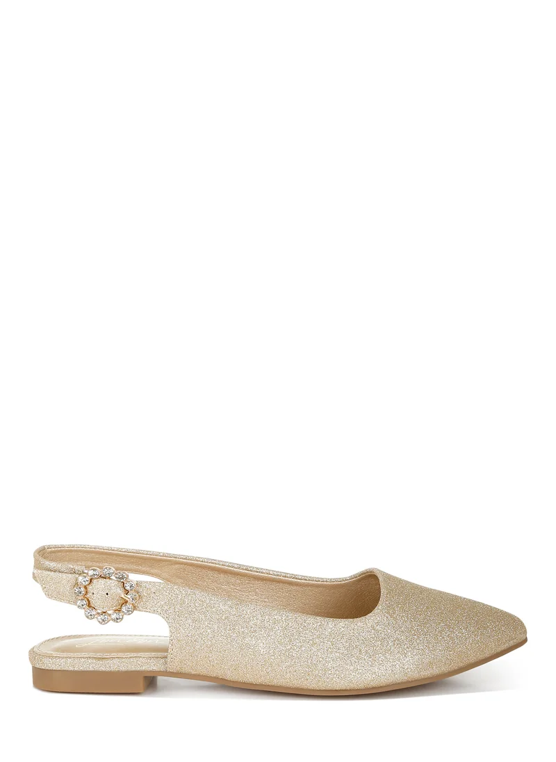 London Rag Glitter Slingback Flat Sandals in Gold