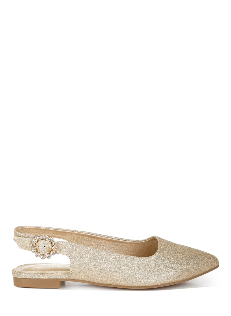London Rag Glitter Slingback Flat Sandals in Gold  - Image 1