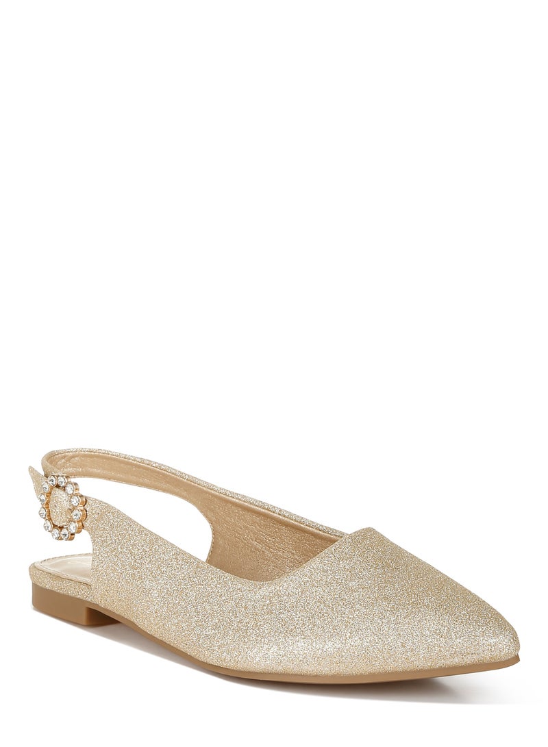 London Rag Glitter Slingback Flat Sandals in Gold  - Image 2
