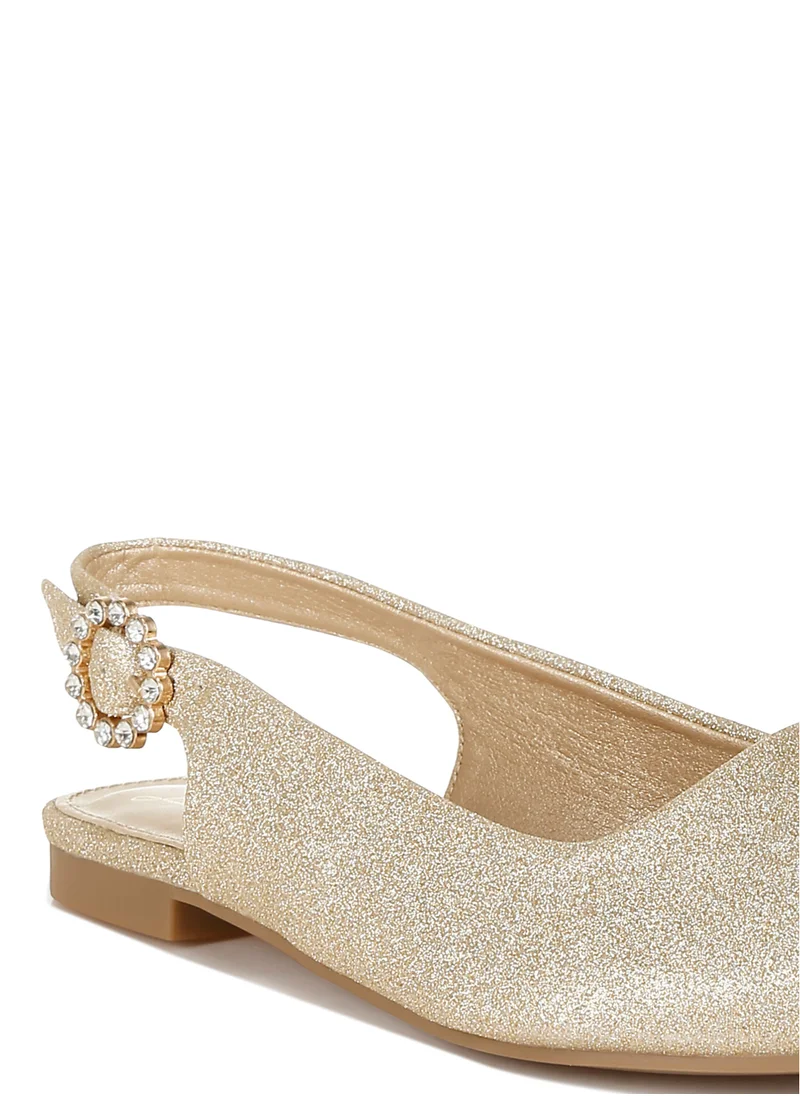 London Rag Glitter Slingback Flat Sandals in Gold