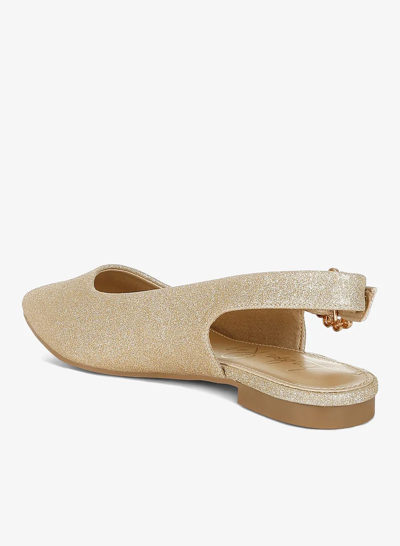 London Rag gold Glitter Slingback Flat Sandals in Gold for Women | Best Price UAE