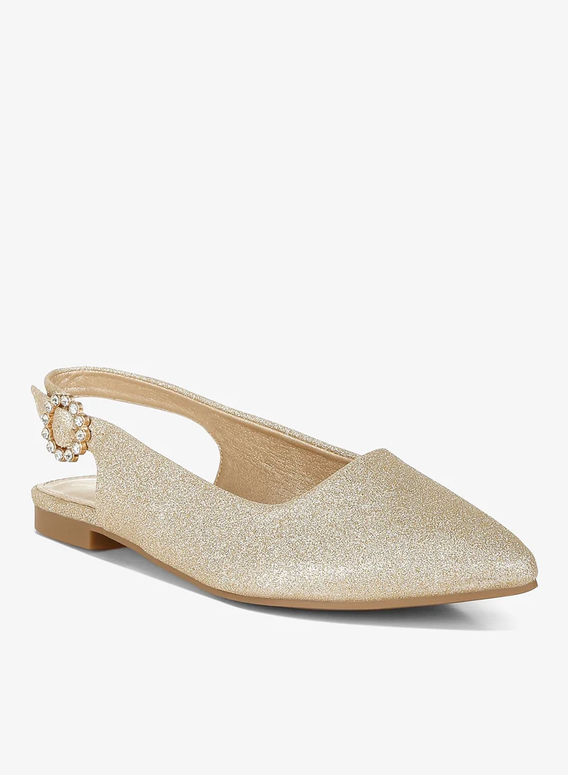 London Rag gold Glitter Slingback Flat Sandals in Gold for Women | Best Price UAE